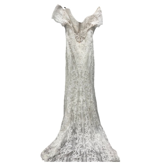 WATTERS 4011T Wedding Gown White Lace Mesh Dress 22W Bridal Maxi Train NWOT - Picture 4 of 13